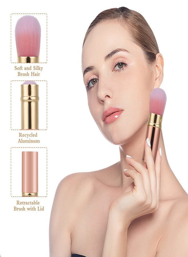 Falliny Retractable Kabuki Makeup Brush, Travel Face Blush Brush, Portable Powder Foundation Sunscreen Brush with Cover for Blush, Bronzer, Buffing, Flawless Powder Cosmetics - Image 3